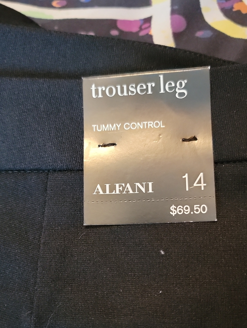 Women's Alfani Black Trouser Leg Pants with Tummy Control